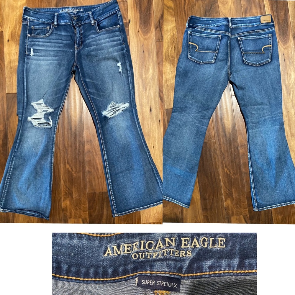 American eagle super stretch x distress jeans. Size 16 short. New with out tags.